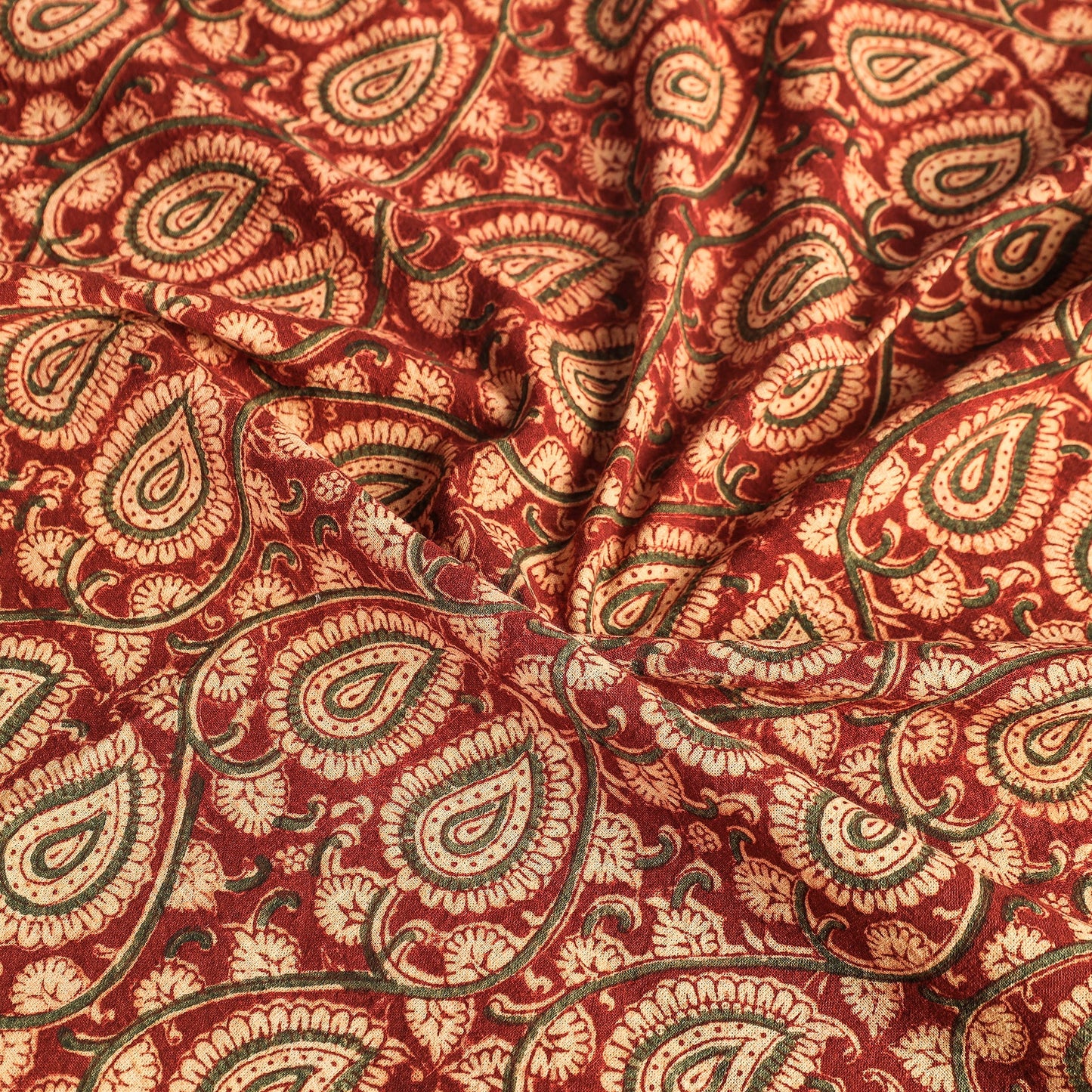 Red Pedana Kalamkari Block Print Cotton Table Cover