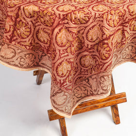Red Pedana Kalamkari Block Print Cotton Table Cover
