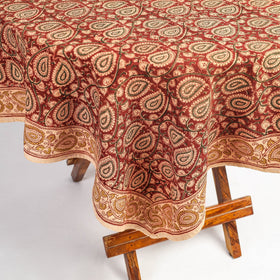 Red Pedana Kalamkari Block Print Cotton Table Cover