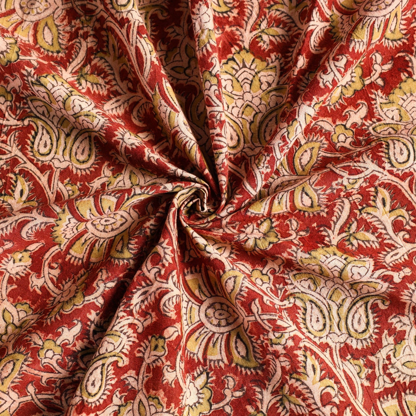 Red Pedana Kalamkari Block Print Cotton Table Cover