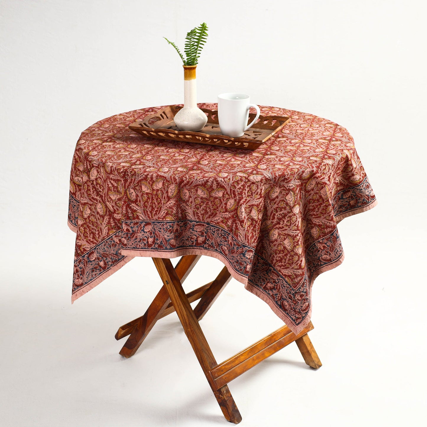 Red - original pedana kalamkari natural dyed cotton table