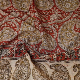 Red Original Pedana Kalamkari Block Printed Cotton Scarf 