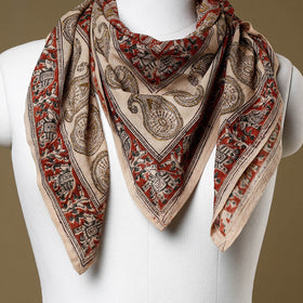 Red Original Pedana Kalamkari Block Printed Cotton Scarf 