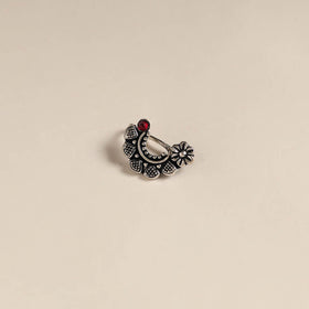 Red - oxidised german silver stone work nosepin 07