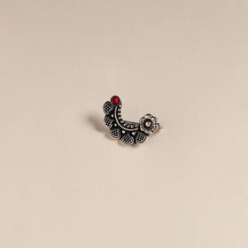 Red - oxidised german silver stone work nosepin 08