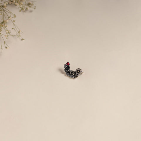 Red - oxidised german silver stone work nosepin 08