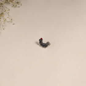 Red - oxidised german silver stone work nosepin 08