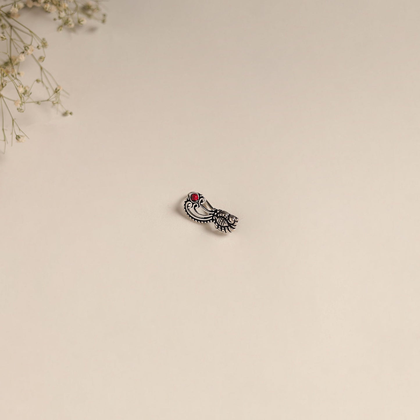 Red - oxidised german silver stone work nosepin 18