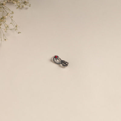 Red - oxidised german silver stone work nosepin 18