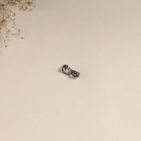 Red - oxidised german silver stone work nosepin 18