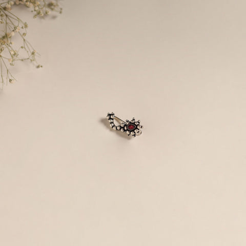 Red - oxidised german silver stone work nosepin 19