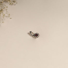 Red - oxidised german silver stone work nosepin 19