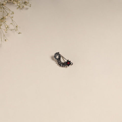 Red - oxidised german silver stone work nosepin 22