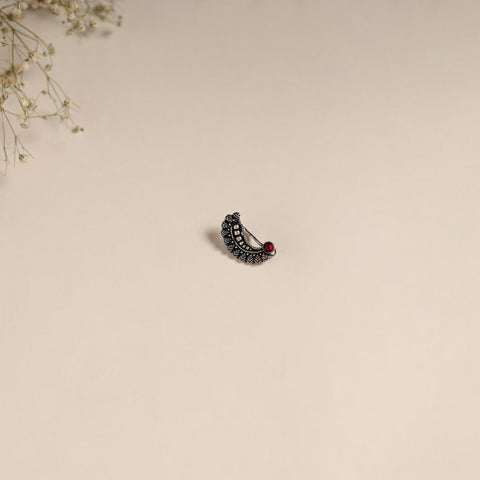 Red - oxidised german silver stone work nosepin 24