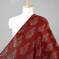 Red Paisley Block Print Mul Cotton Ajrakh Fabric