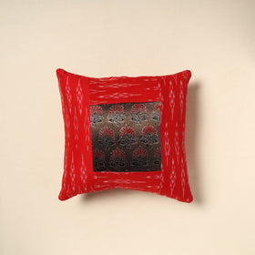 Buy Black Ajrakh Patch Ikat Cushion Cover