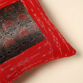 Buy Black Ajrakh Patch Ikat Cushion Cover