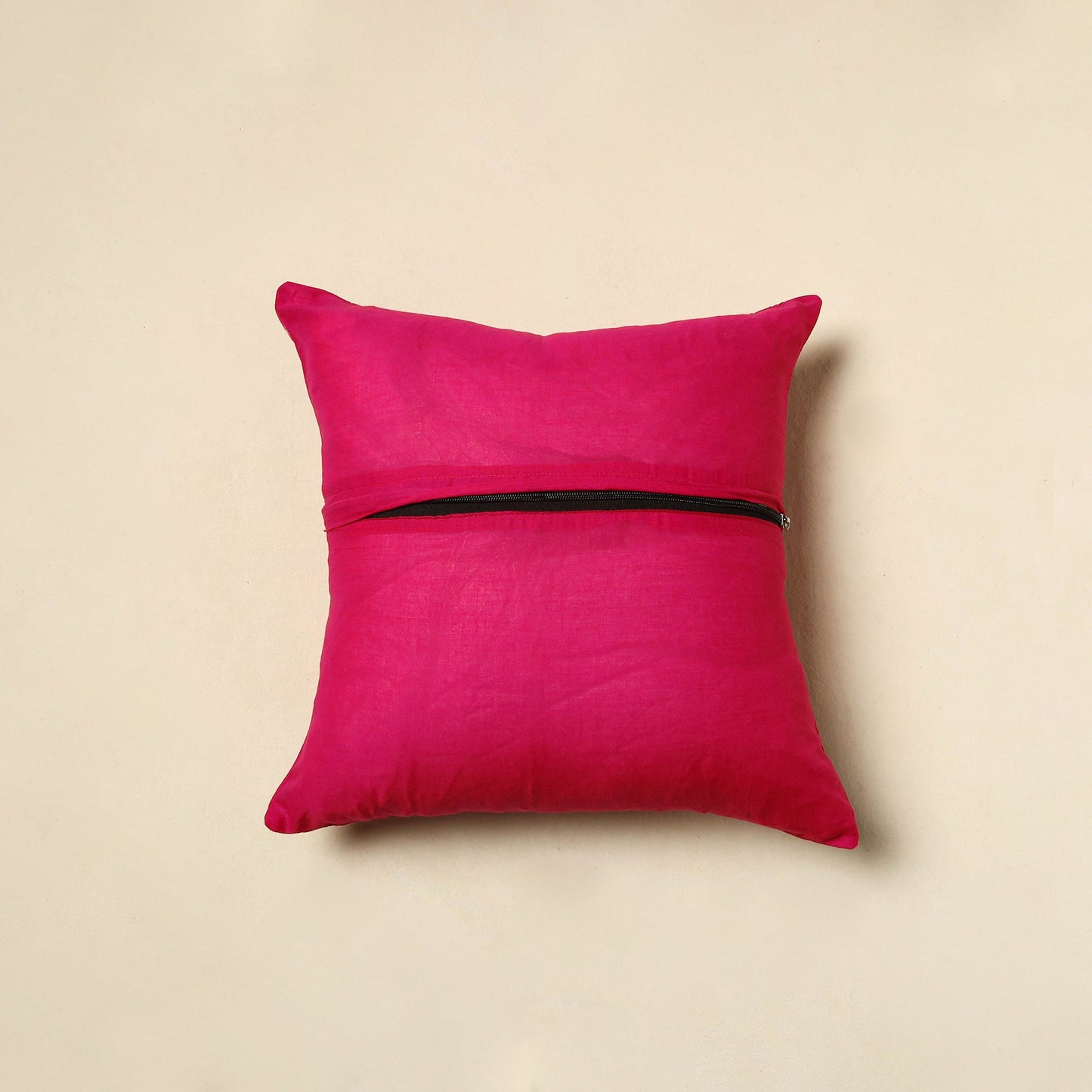 Red Ajrakh Patch Ikat Cushion Cover