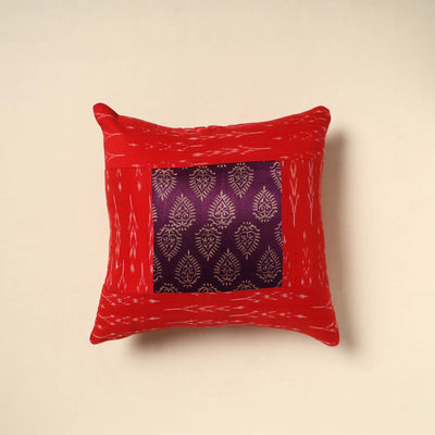 Red - patch ikat cushion cover 08 - handcrafted