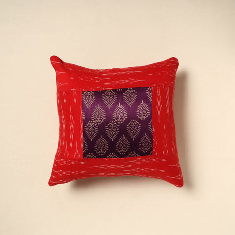 Red - patch ikat cushion cover 08 - handcrafted