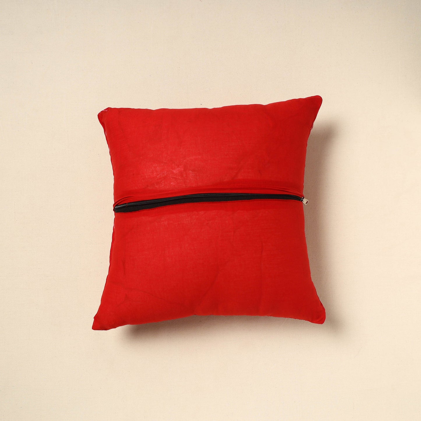 Buy Red Ajrakh Patch Ikat Cushion Cover