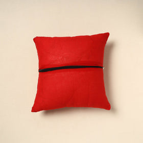 Buy Red Ajrakh Patch Ikat Cushion Cover