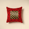 Red Ajrakh Patch Ikat Cushion Cover