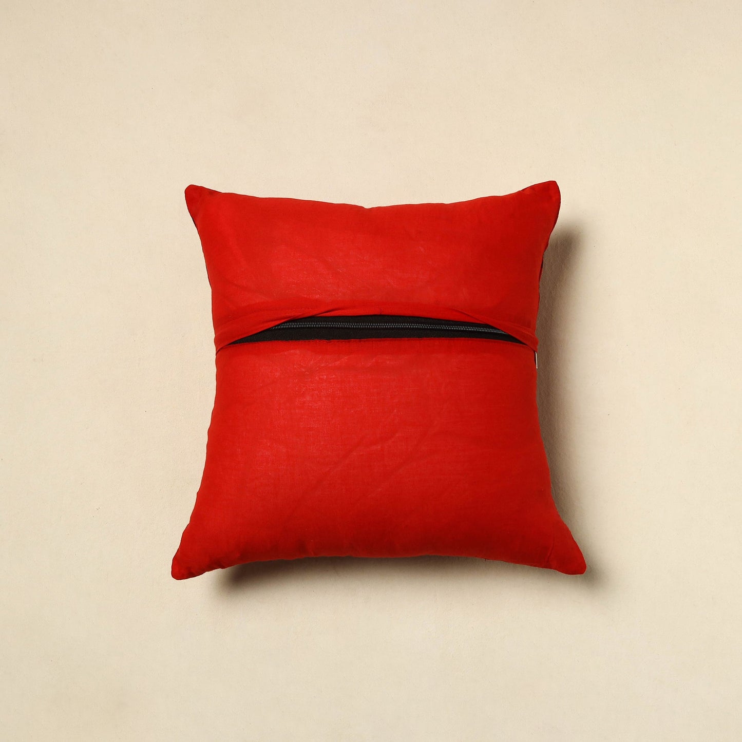 Red - patch ikat cushion cover 15 - handcrafted