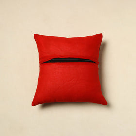 Red - patch ikat cushion cover 15 - handcrafted