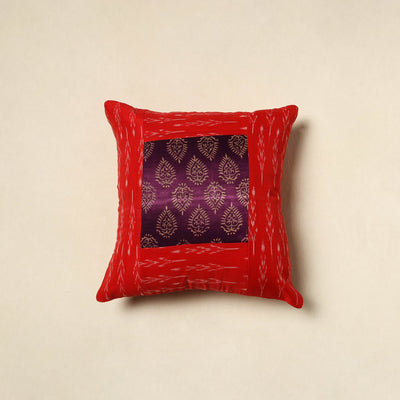 Red - patch ikat cushion cover 15 - handcrafted