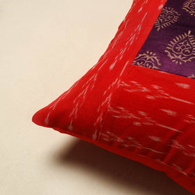 Red - patch ikat cushion cover 15 - handcrafted