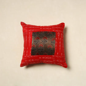 Buy Red Ajrakh Patch Ikat Cushion Cover