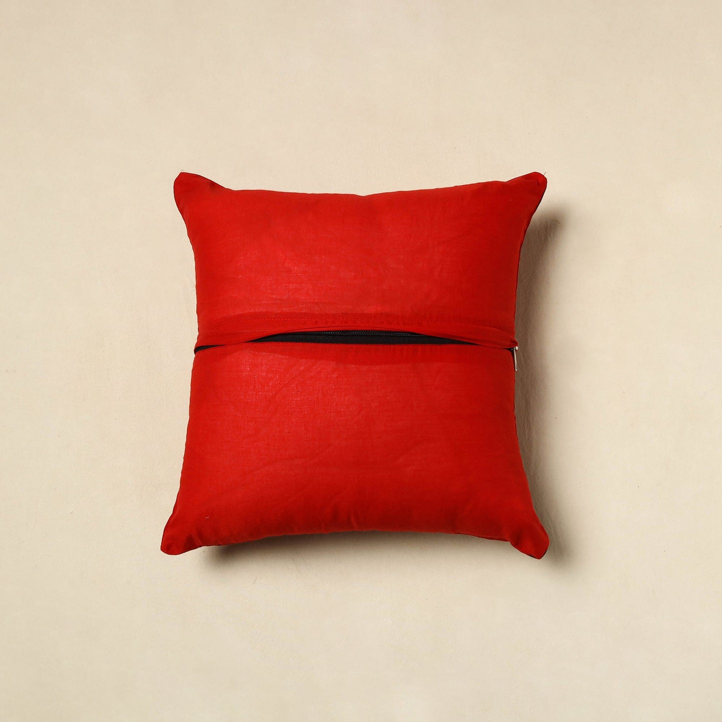 Buy Red Ajrakh Patch Ikat Cushion Cover