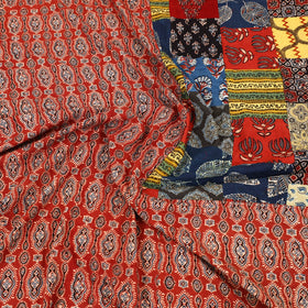 Red - patchwork cotton double bed sheet set 02 - handcrafted