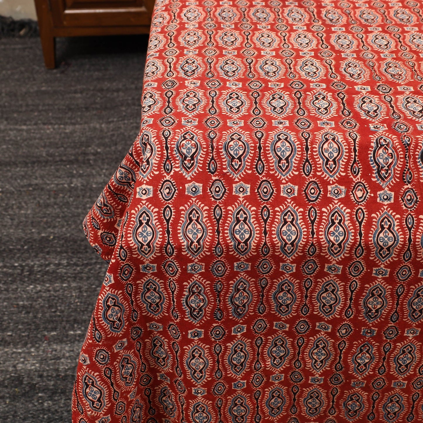 Red - patchwork cotton double bed sheet set 02 - handcrafted