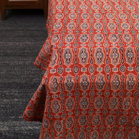 Red - Patchwork Block Print Ajrakh Cotton Double Bed Sheet Set 02