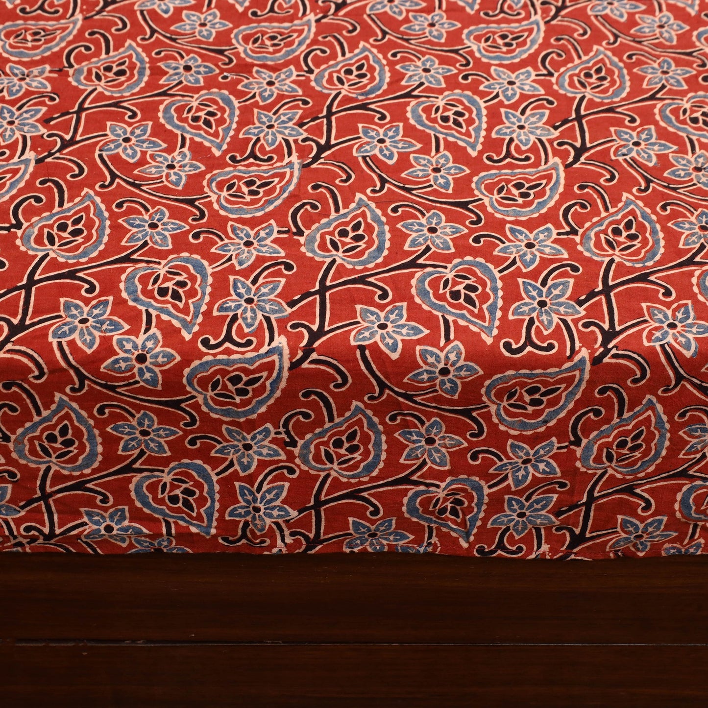 Red - Patchwork Block Print Ajrakh Cotton Double Bed Sheet Set 11