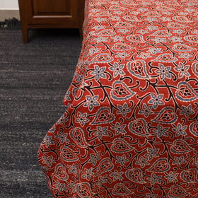 Red - Patchwork Block Print Ajrakh Cotton Double Bed Sheet Set 11