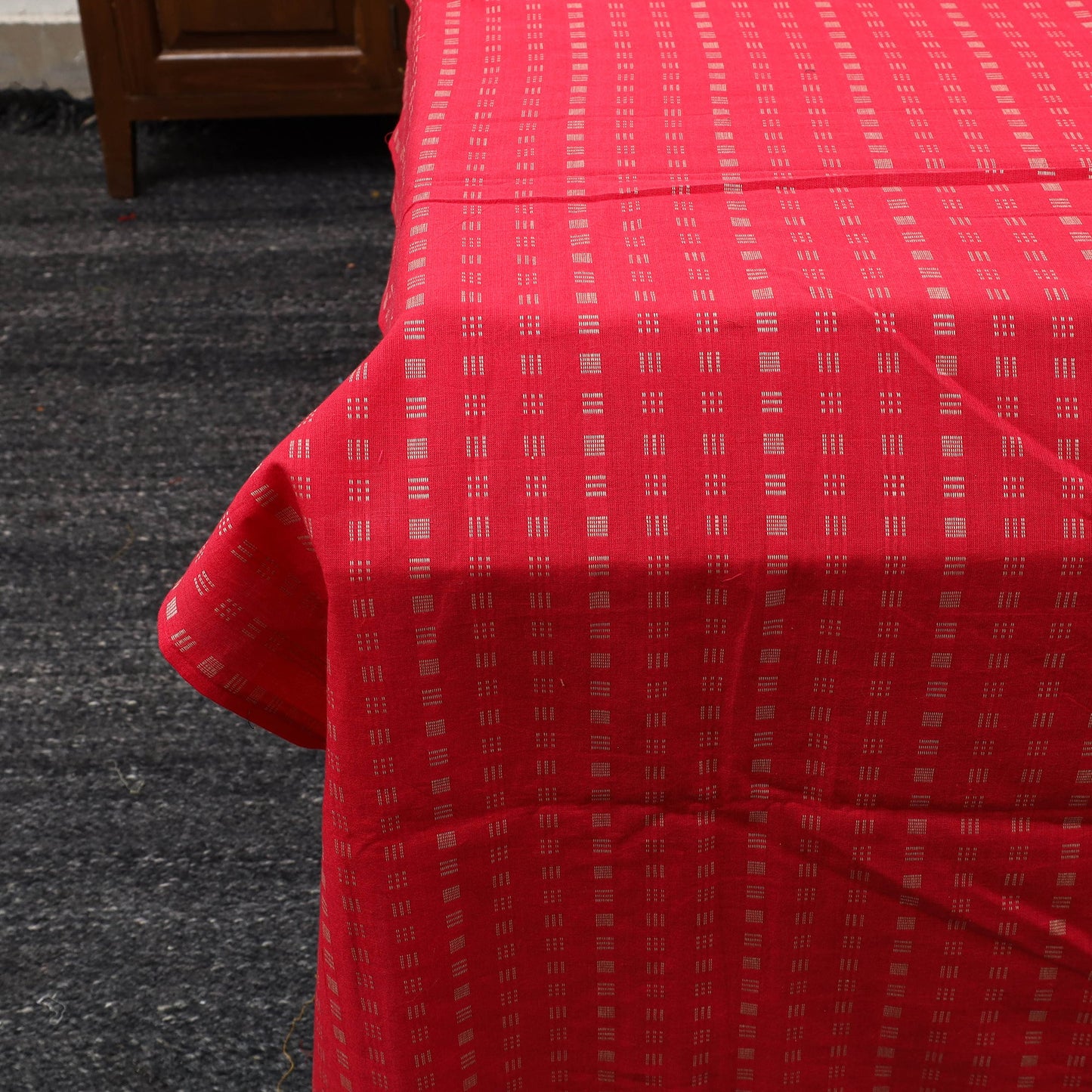 Red - patchwork cotton double jacquard bed sheet set 06