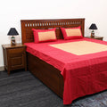 Red - patchwork cotton double jacquard bed sheet set 06