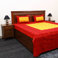 Buy Red Patchwork Cotton Double Jacquard Bed Sheet Set