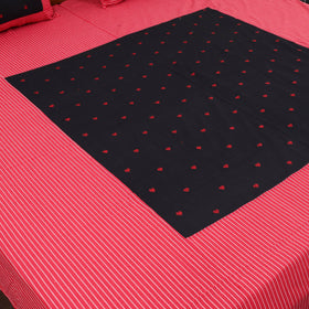 Buy Red Patchwork Cotton Double Jacquard Bed Sheet Set