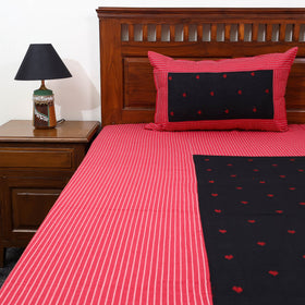 Buy Red Patchwork Cotton Double Jacquard Bed Sheet Set