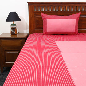 Buy Red Patchwork Cotton Double Jacquard Bed Sheet Set