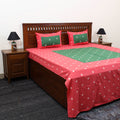 Red - patchwork cotton double jacquard bed sheet set 30