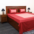 Buy Red Patchwork Cotton Double Jacquard Bed Sheet Set