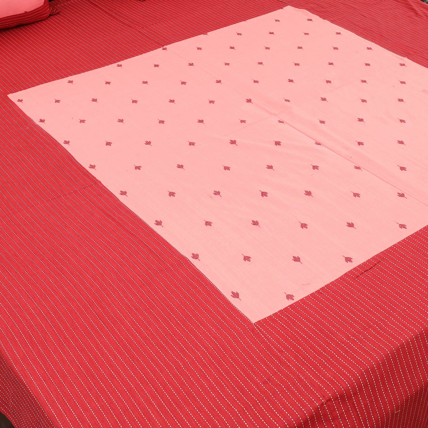 Buy Red Patchwork Cotton Double Jacquard Bed Sheet Set