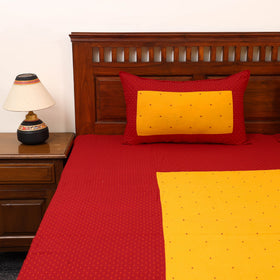 Red - patchwork cotton double jacquard bedsheet set 03