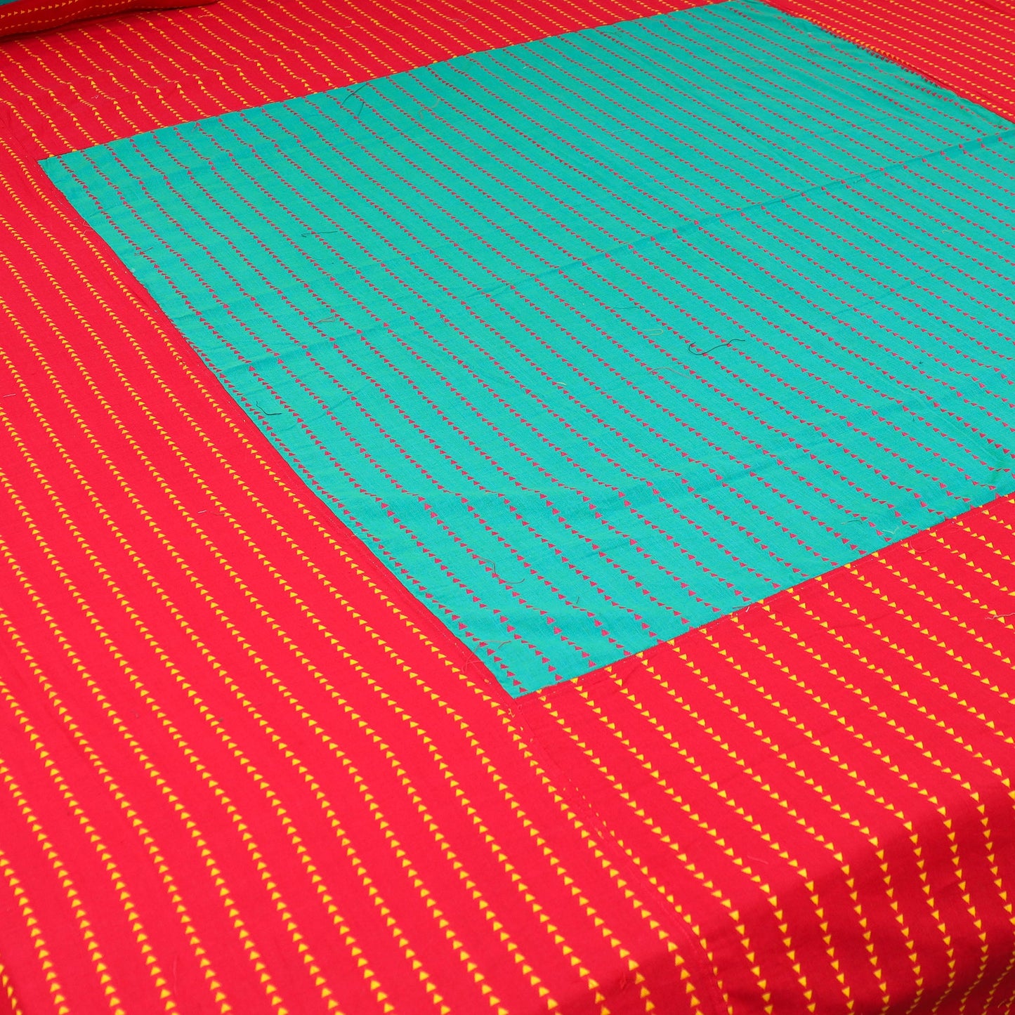 Red - patchwork cotton double jacquard bedsheet set 17