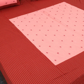  Red Patchwork Cotton Double Jacquard Bed Sheet Set